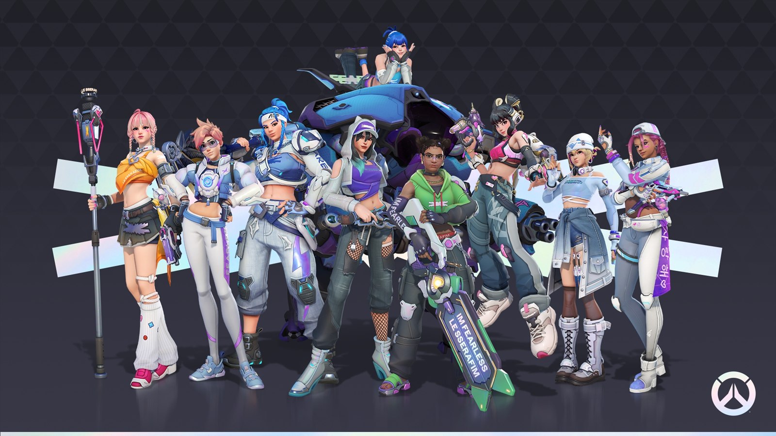 Official Overwatch and LE SSERAFIM collaboration artwork.