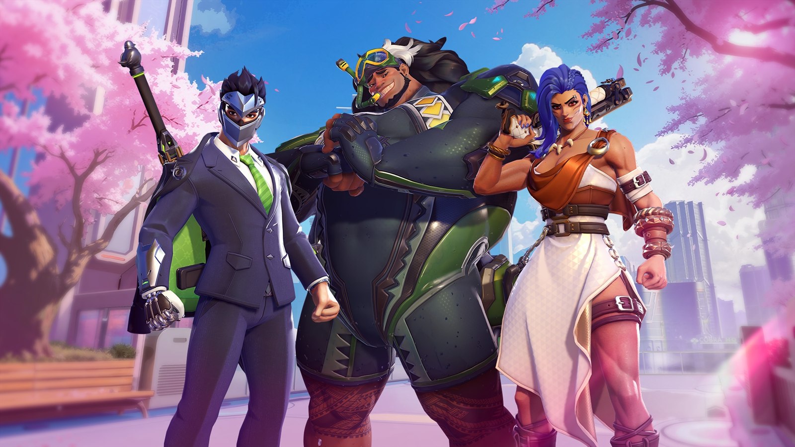 Official Date Night collection artwork for Genji, Junker Queen, and Mauga.
