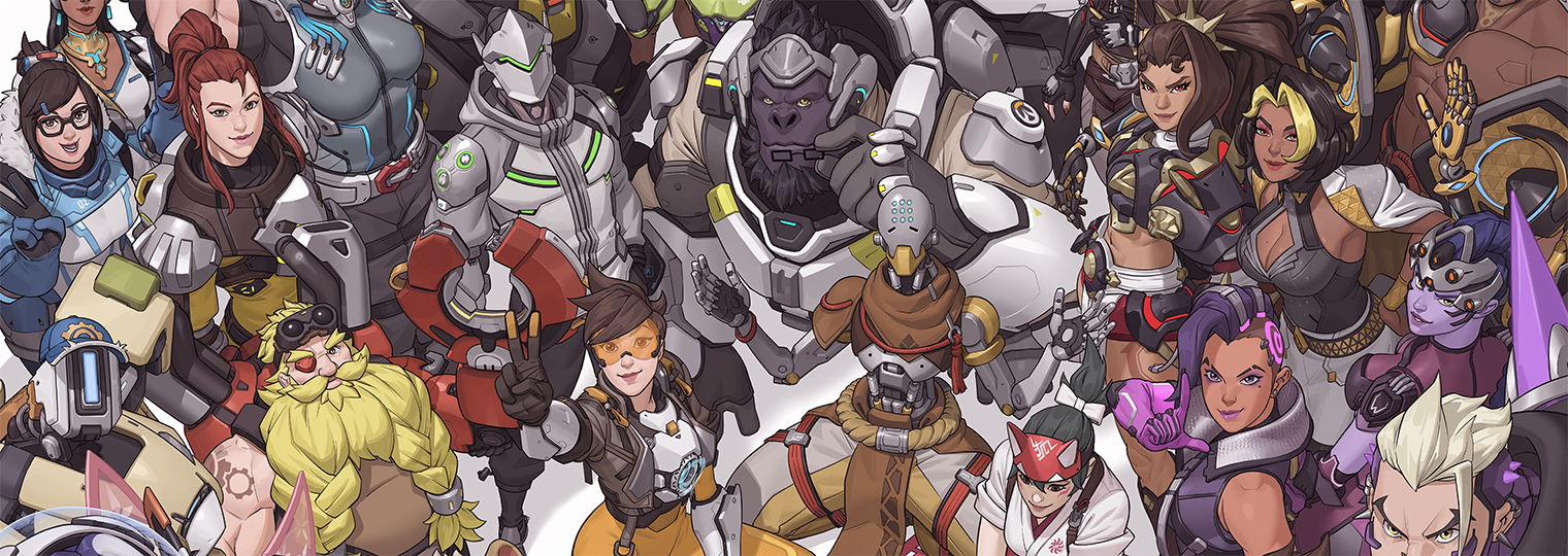 Official Overwatch 10th Anniversary artwork showing heroes from across the roster.