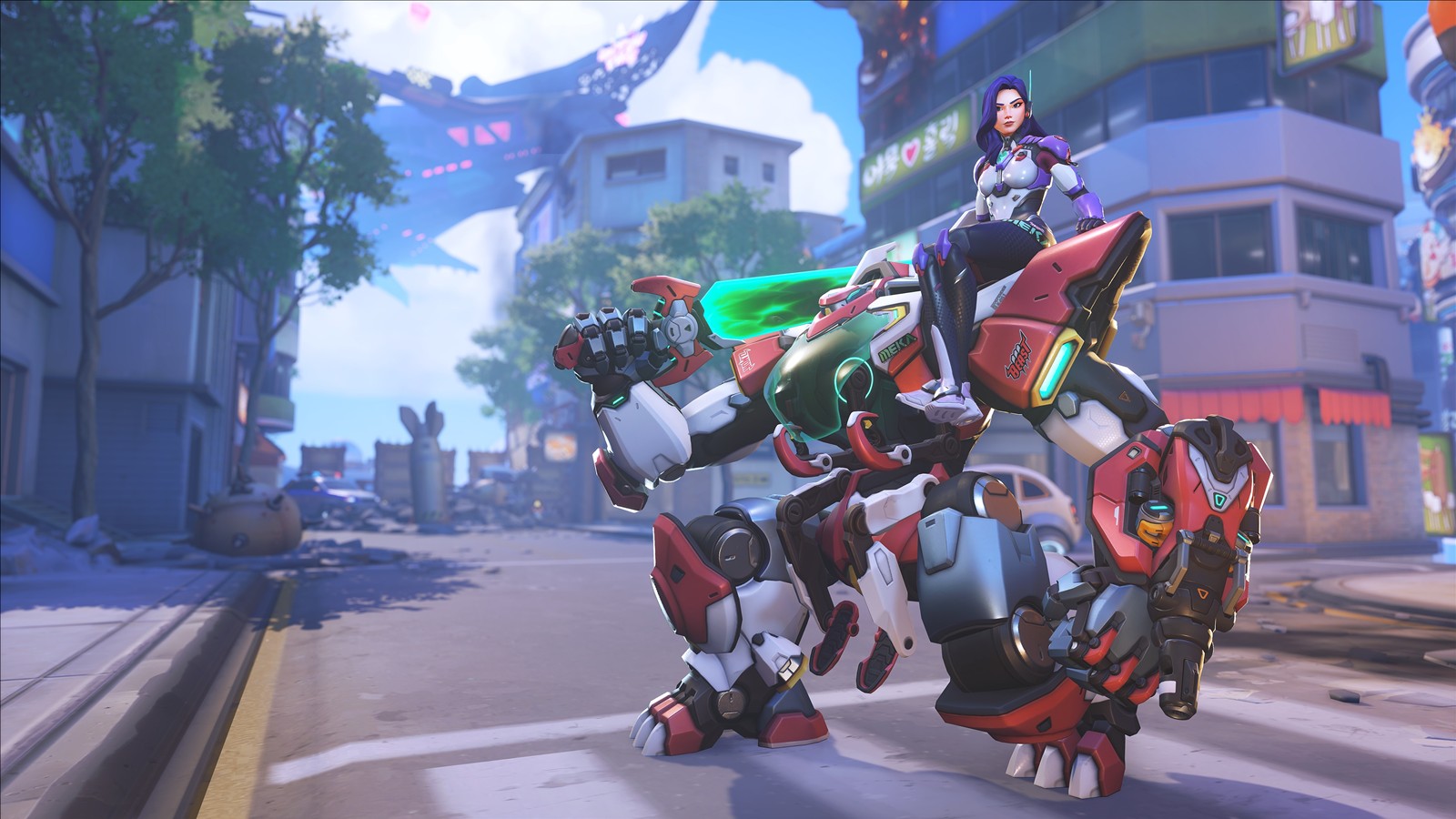 D.Mon and the MEKA squad in the official Overwatch Season 4 Heroes of Busan artwork.