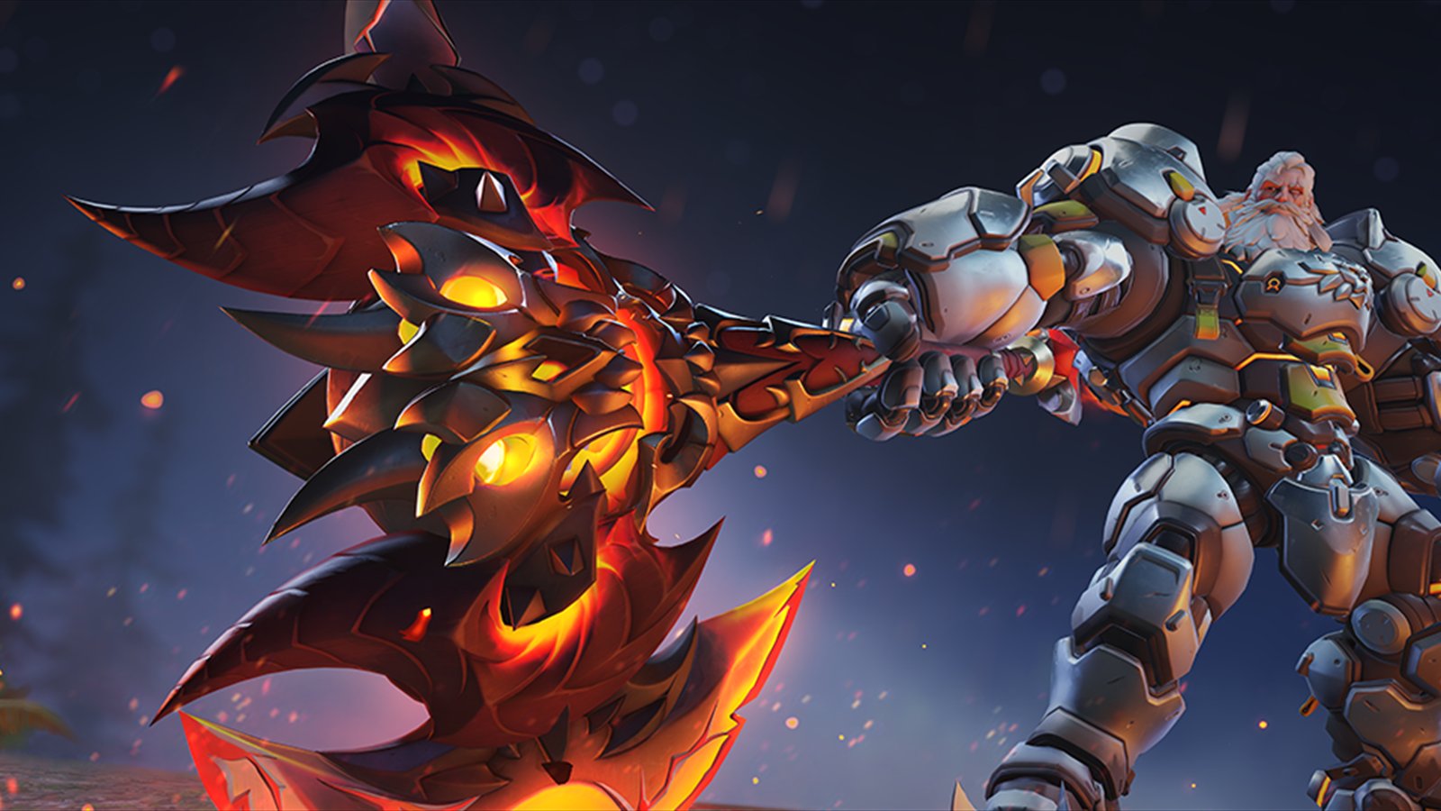 Official Overwatch artwork accompanying Unleash Your Inner Demon with Reinhardt’s Mythic Weapon.