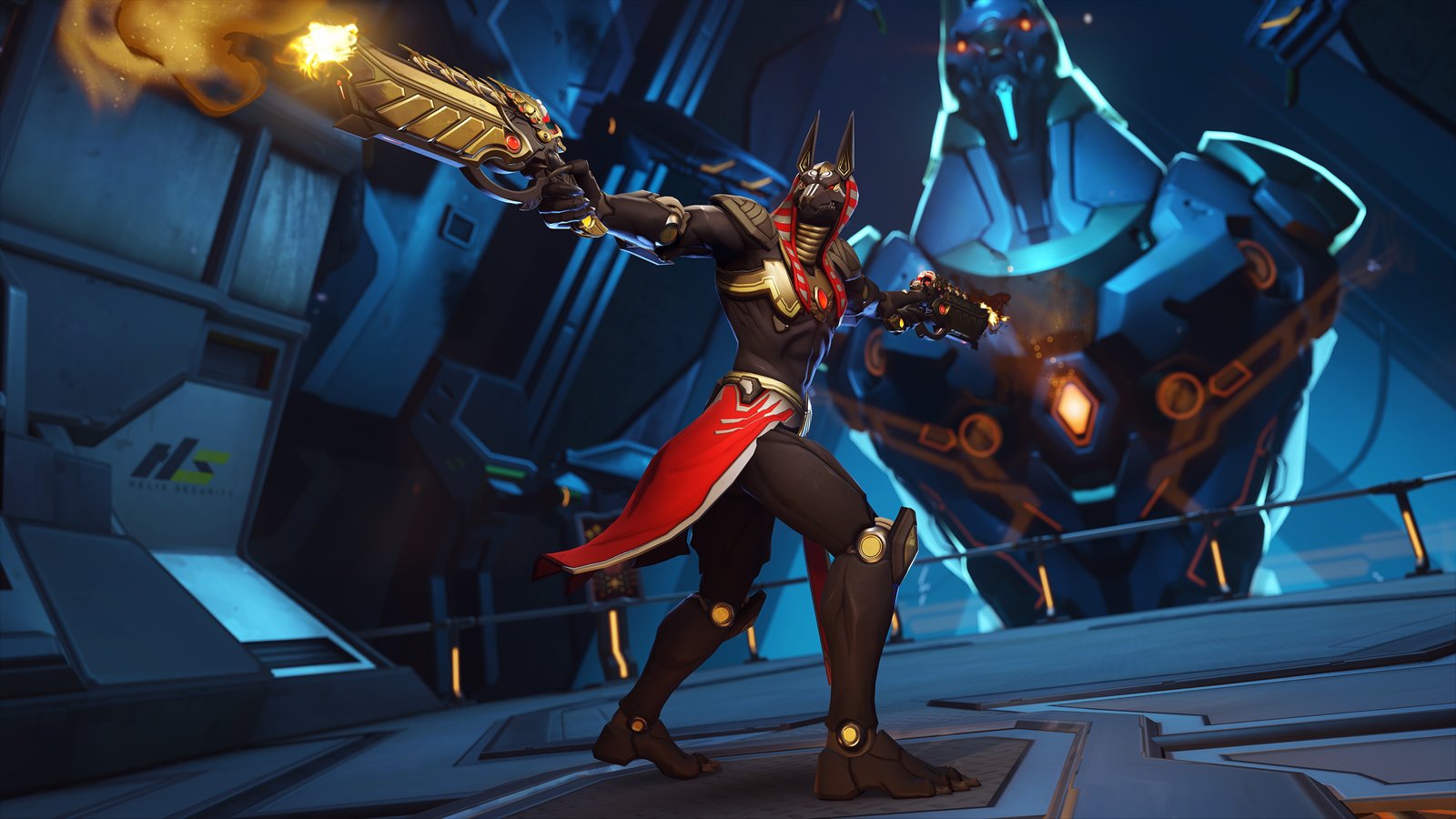 Official Overwatch artwork accompanying Unleash Divinity with Mythic Anubis Reaper.
