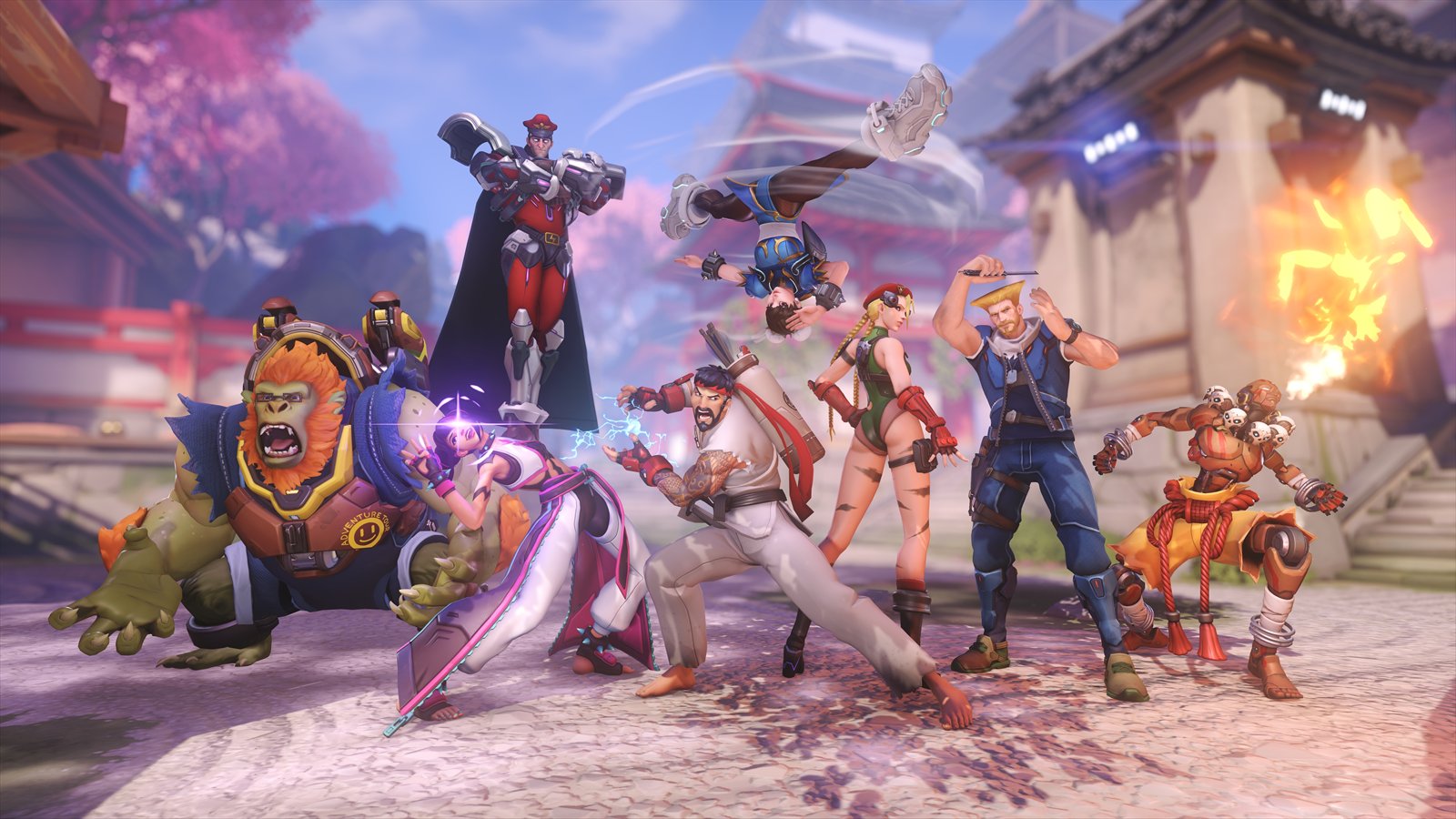Official Overwatch artwork accompanying Overwatch 2 x Street Fighter 6.