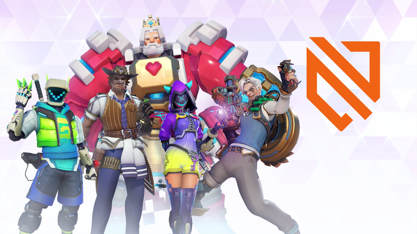 Official Overwatch artwork accompanying Battle Passes: Legendary Style, Premium Power.