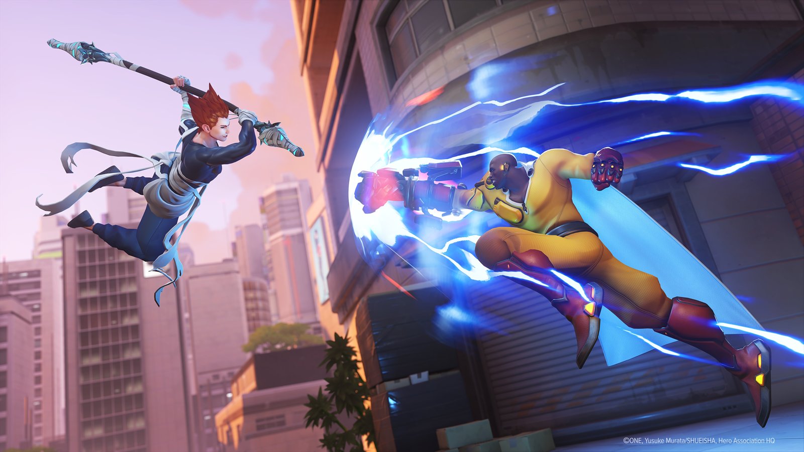 Official Overwatch artwork accompanying Punch Harder Together.